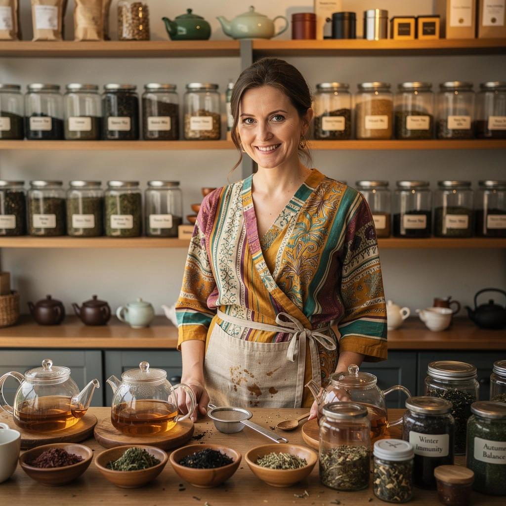 Una teiera tradizionale con tè rosso e fette di arancia, simbolo di relax e salute.